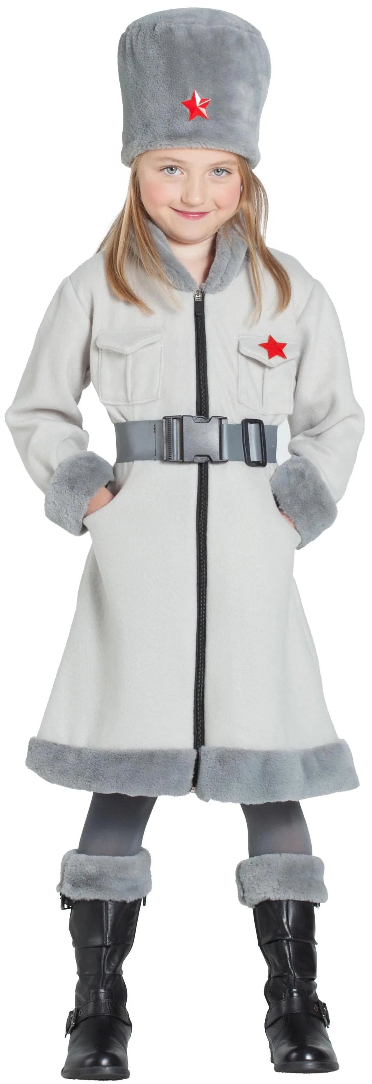 Disfraz de Espía Rusa Gris para Niña Rusos Kimokawaii